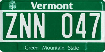 VT license plate ZNN047