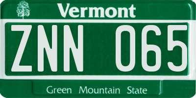 VT license plate ZNN065