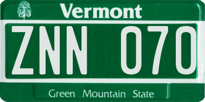VT license plate ZNN070