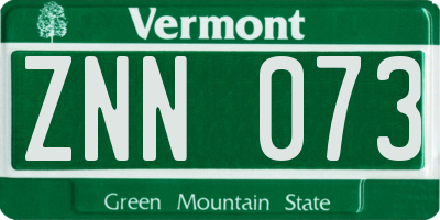 VT license plate ZNN073