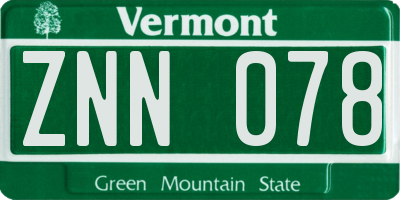 VT license plate ZNN078