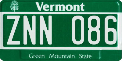 VT license plate ZNN086