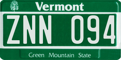 VT license plate ZNN094