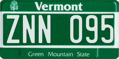 VT license plate ZNN095