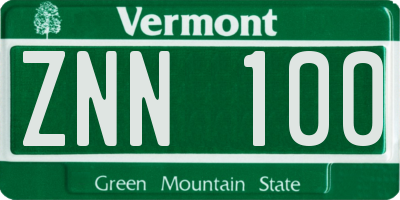 VT license plate ZNN100