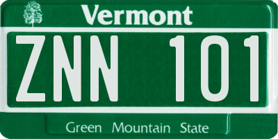 VT license plate ZNN101