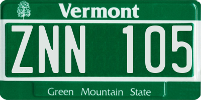 VT license plate ZNN105