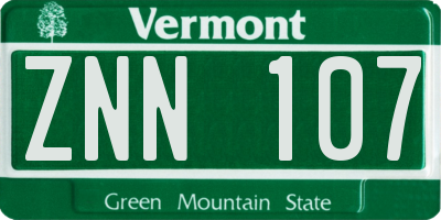 VT license plate ZNN107