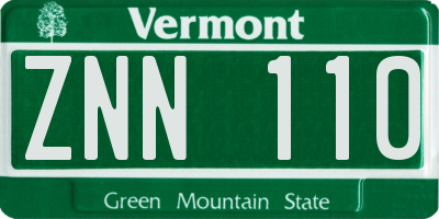 VT license plate ZNN110