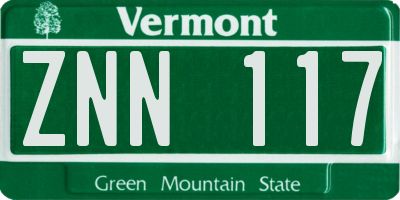 VT license plate ZNN117
