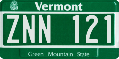 VT license plate ZNN121