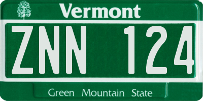 VT license plate ZNN124