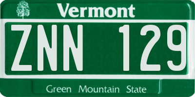 VT license plate ZNN129