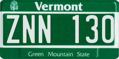 VT license plate ZNN130