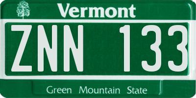 VT license plate ZNN133