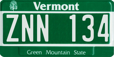 VT license plate ZNN134
