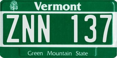 VT license plate ZNN137
