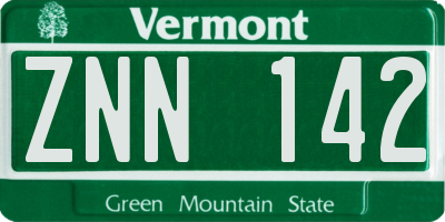 VT license plate ZNN142
