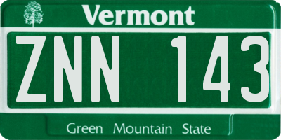VT license plate ZNN143