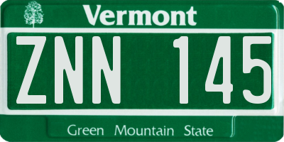 VT license plate ZNN145