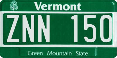 VT license plate ZNN150