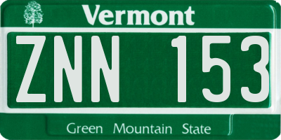 VT license plate ZNN153