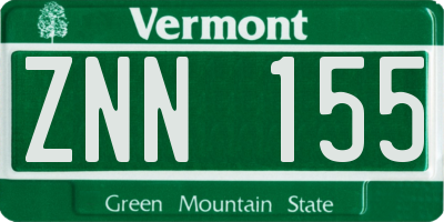 VT license plate ZNN155