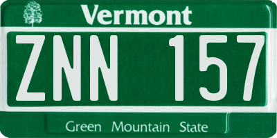 VT license plate ZNN157
