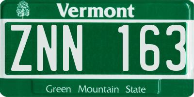 VT license plate ZNN163