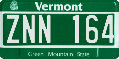 VT license plate ZNN164