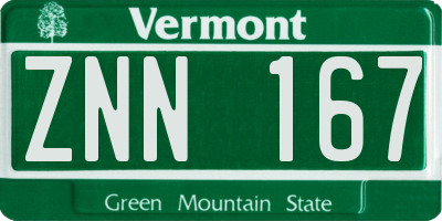 VT license plate ZNN167
