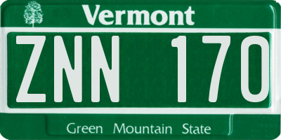 VT license plate ZNN170