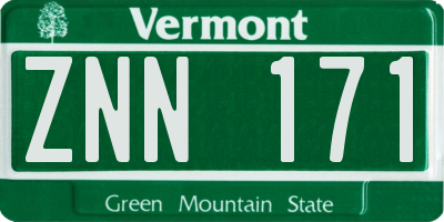 VT license plate ZNN171