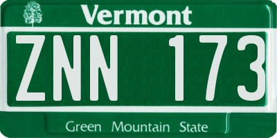 VT license plate ZNN173