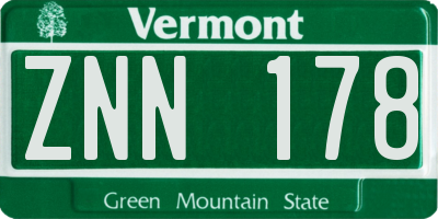 VT license plate ZNN178