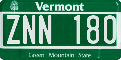 VT license plate ZNN180