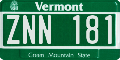 VT license plate ZNN181
