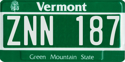 VT license plate ZNN187