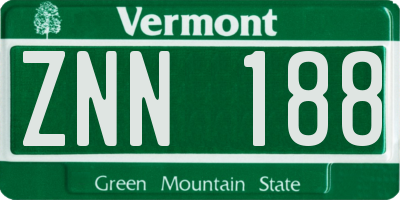 VT license plate ZNN188