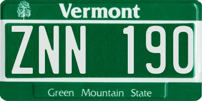VT license plate ZNN190