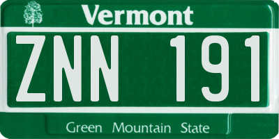 VT license plate ZNN191