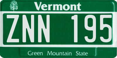 VT license plate ZNN195