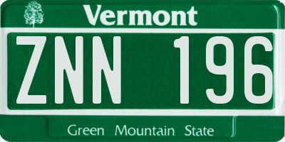 VT license plate ZNN196