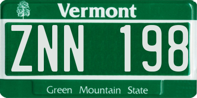 VT license plate ZNN198