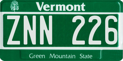 VT license plate ZNN226