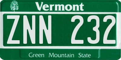 VT license plate ZNN232