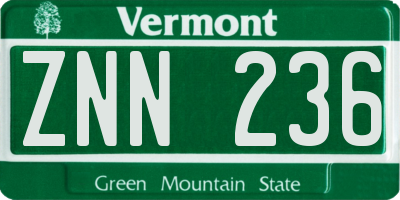 VT license plate ZNN236