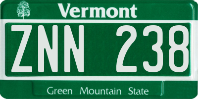 VT license plate ZNN238