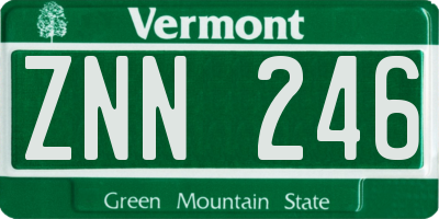 VT license plate ZNN246