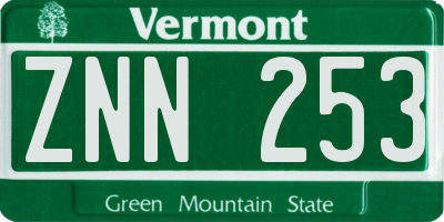 VT license plate ZNN253